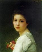 Charles-Amable Lenoir Portrait of a young girl with cherries Sweden oil painting artist